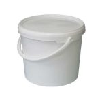דלי פלסטיק לבן + מכסה - 5 ק"ג