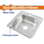 כיור מטבח נירוסטה 48x48x14.5 ס"מ