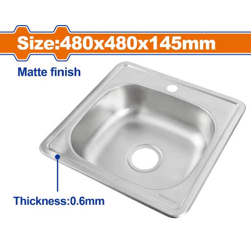 כיור מטבח נירוסטה 48x48x14.5 ס"מ